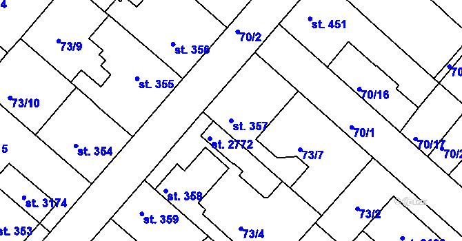 Parcela st. 357 v KÚ Neratovice, Katastrální mapa
