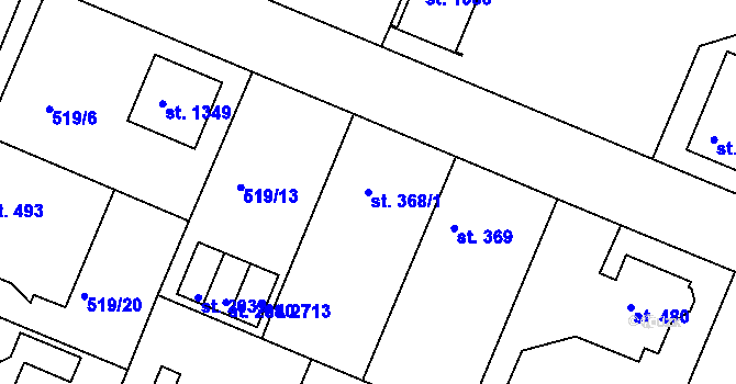Parcela st. 368/1 v KÚ Neratovice, Katastrální mapa