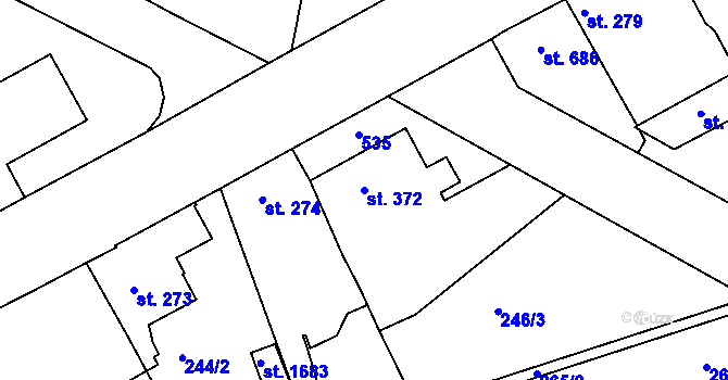 Parcela st. 372 v KÚ Neratovice, Katastrální mapa