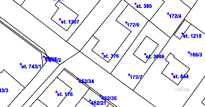 Parcela st. 376 v KÚ Neratovice, Katastrální mapa