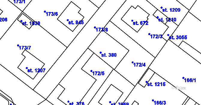 Parcela st. 380 v KÚ Neratovice, Katastrální mapa