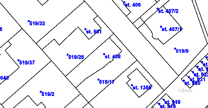 Parcela st. 408 v KÚ Neratovice, Katastrální mapa