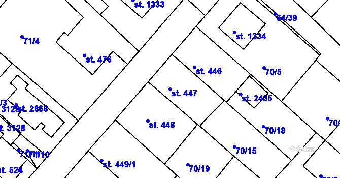 Parcela st. 447 v KÚ Neratovice, Katastrální mapa