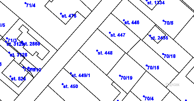 Parcela st. 448 v KÚ Neratovice, Katastrální mapa