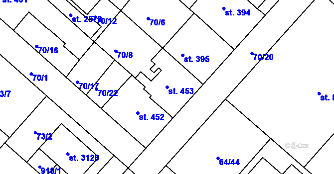 Parcela st. 453 v KÚ Neratovice, Katastrální mapa