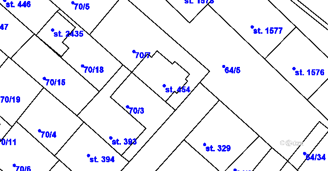 Parcela st. 454 v KÚ Neratovice, Katastrální mapa
