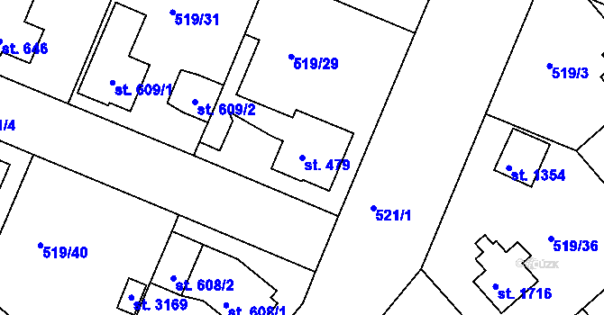 Parcela st. 479 v KÚ Neratovice, Katastrální mapa