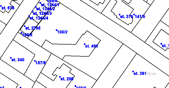 Parcela st. 490 v KÚ Neratovice, Katastrální mapa