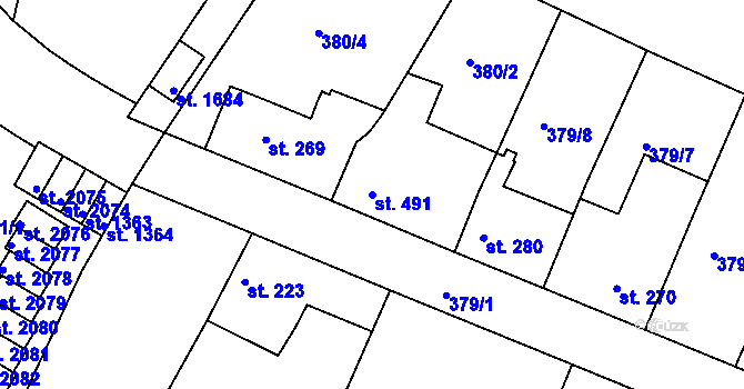 Parcela st. 491 v KÚ Neratovice, Katastrální mapa