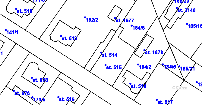 Parcela st. 514 v KÚ Neratovice, Katastrální mapa