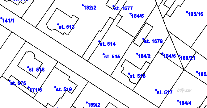 Parcela st. 515 v KÚ Neratovice, Katastrální mapa