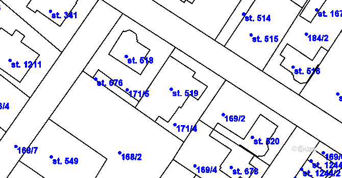 Parcela st. 519 v KÚ Neratovice, Katastrální mapa