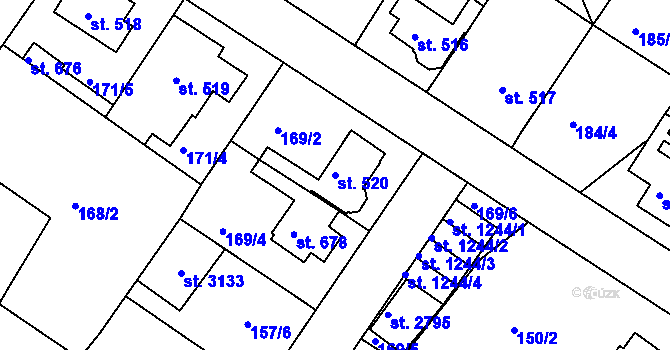 Parcela st. 520 v KÚ Neratovice, Katastrální mapa