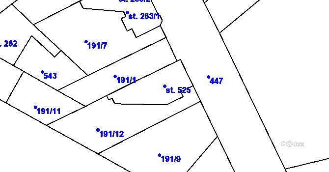 Parcela st. 525 v KÚ Neratovice, Katastrální mapa