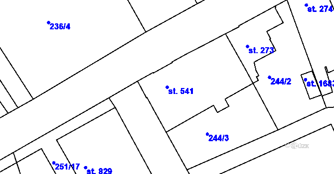 Parcela st. 541 v KÚ Neratovice, Katastrální mapa