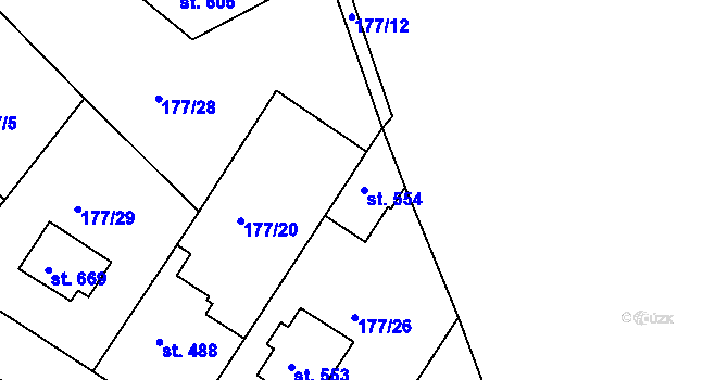 Parcela st. 554 v KÚ Neratovice, Katastrální mapa