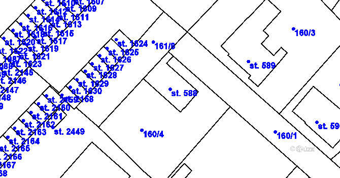 Parcela st. 588 v KÚ Neratovice, Katastrální mapa