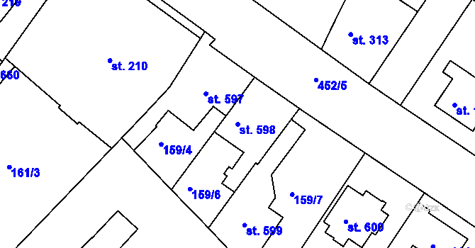 Parcela st. 598 v KÚ Neratovice, Katastrální mapa