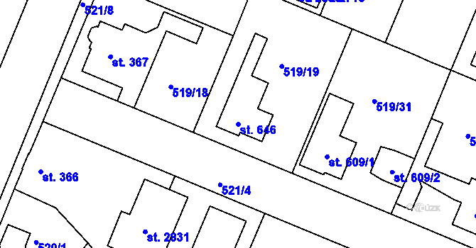 Parcela st. 646 v KÚ Neratovice, Katastrální mapa