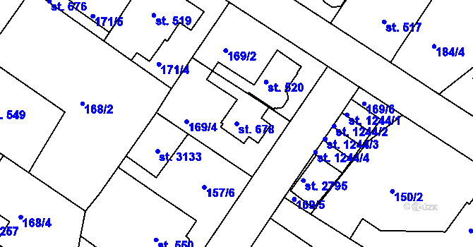 Parcela st. 678 v KÚ Neratovice, Katastrální mapa