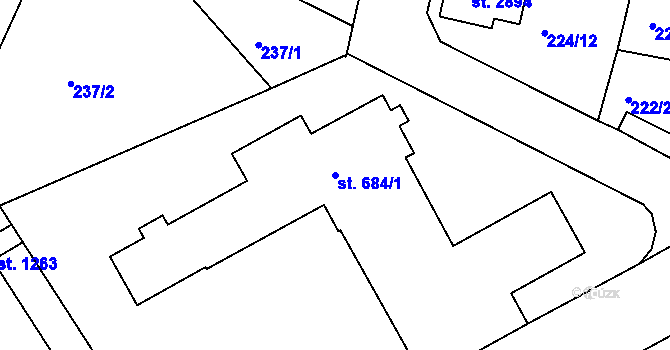 Parcela st. 684/1 v KÚ Neratovice, Katastrální mapa