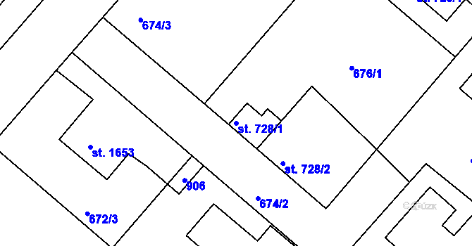 Parcela st. 728/1 v KÚ Neratovice, Katastrální mapa