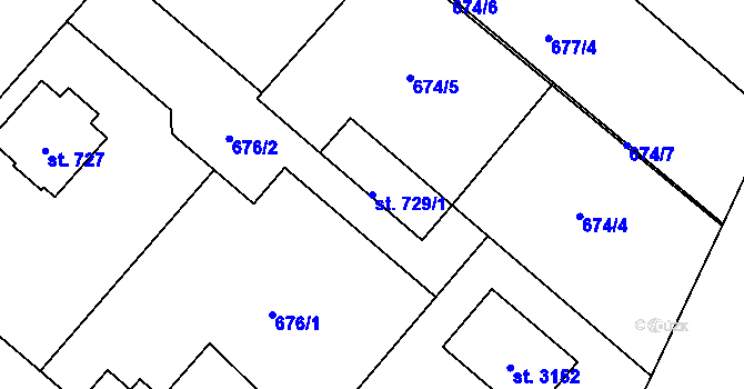Parcela st. 729/1 v KÚ Neratovice, Katastrální mapa