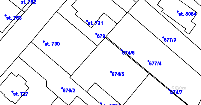 Parcela st. 729/2 v KÚ Neratovice, Katastrální mapa