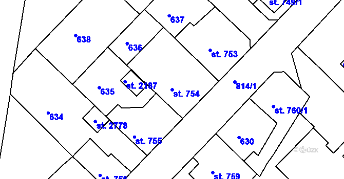 Parcela st. 754 v KÚ Neratovice, Katastrální mapa
