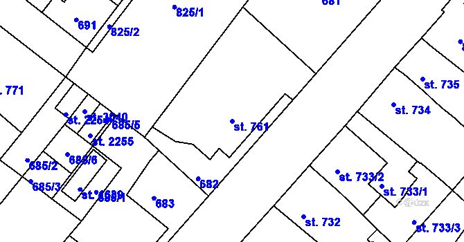 Parcela st. 761 v KÚ Neratovice, Katastrální mapa