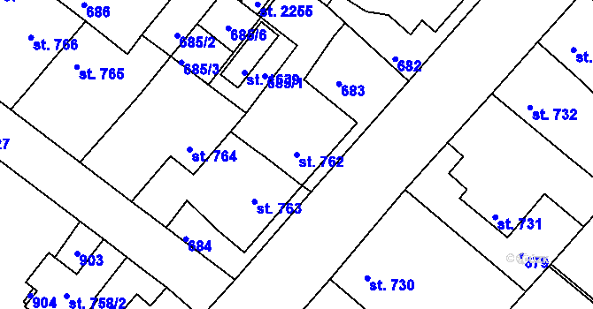 Parcela st. 762 v KÚ Neratovice, Katastrální mapa