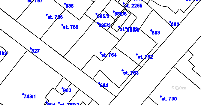 Parcela st. 764 v KÚ Neratovice, Katastrální mapa