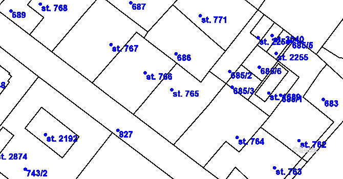 Parcela st. 765 v KÚ Neratovice, Katastrální mapa