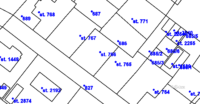 Parcela st. 766 v KÚ Neratovice, Katastrální mapa