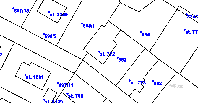 Parcela st. 772 v KÚ Neratovice, Katastrální mapa