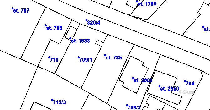 Parcela st. 785 v KÚ Neratovice, Katastrální mapa