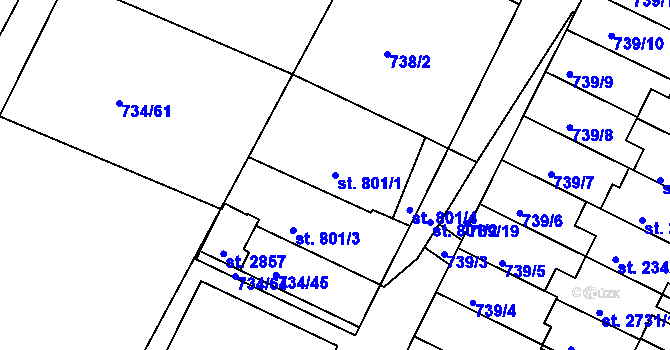 Parcela st. 801/1 v KÚ Neratovice, Katastrální mapa