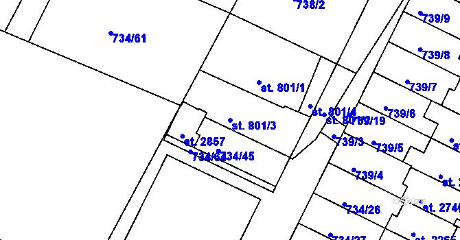 Parcela st. 801/3 v KÚ Neratovice, Katastrální mapa