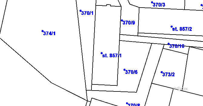 Parcela st. 857/1 v KÚ Neratovice, Katastrální mapa