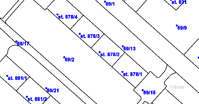 Parcela st. 878/2 v KÚ Neratovice, Katastrální mapa