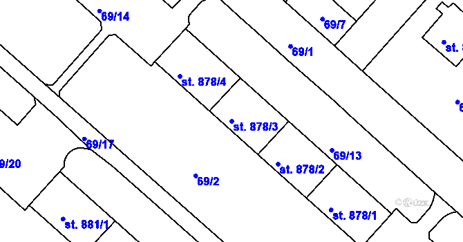 Parcela st. 878/3 v KÚ Neratovice, Katastrální mapa