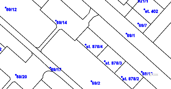 Parcela st. 878/4 v KÚ Neratovice, Katastrální mapa