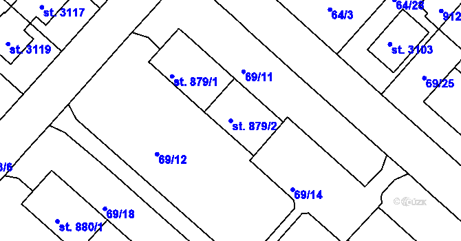 Parcela st. 879/2 v KÚ Neratovice, Katastrální mapa