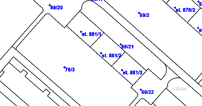 Parcela st. 881/2 v KÚ Neratovice, Katastrální mapa