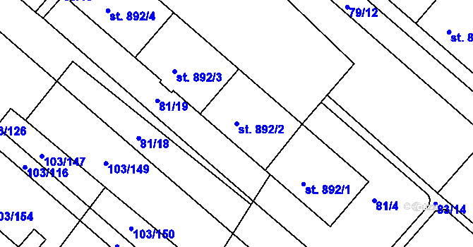 Parcela st. 892/2 v KÚ Neratovice, Katastrální mapa