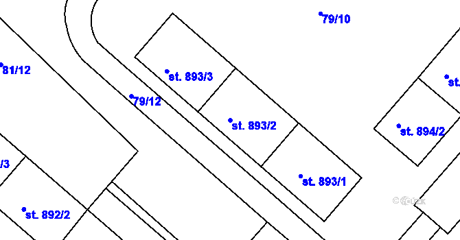 Parcela st. 893/2 v KÚ Neratovice, Katastrální mapa