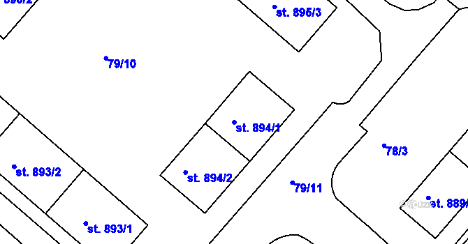 Parcela st. 894/1 v KÚ Neratovice, Katastrální mapa