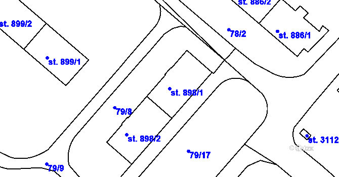 Parcela st. 898/1 v KÚ Neratovice, Katastrální mapa
