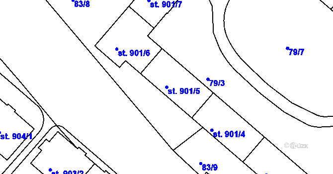 Parcela st. 901/5 v KÚ Neratovice, Katastrální mapa
