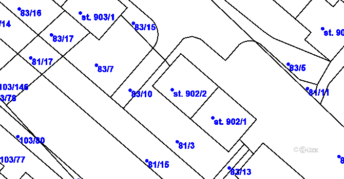 Parcela st. 902/2 v KÚ Neratovice, Katastrální mapa